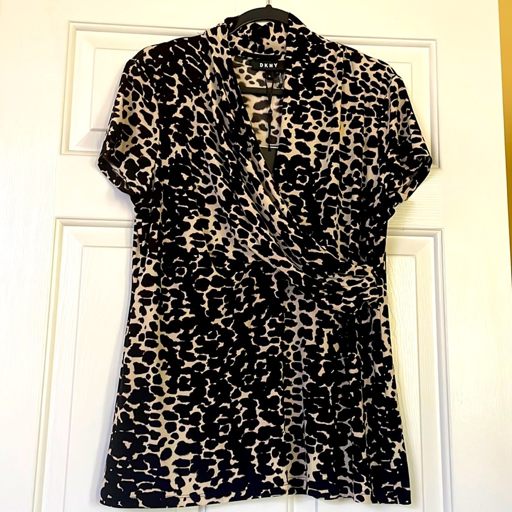 NEW DKNY animal print blouse.